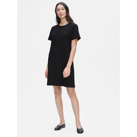 Eileen Fisher Black Honeycomb Mini Dress Size Medium - Picture 1 of 9